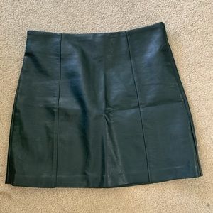 Green vegan leather mini skirt